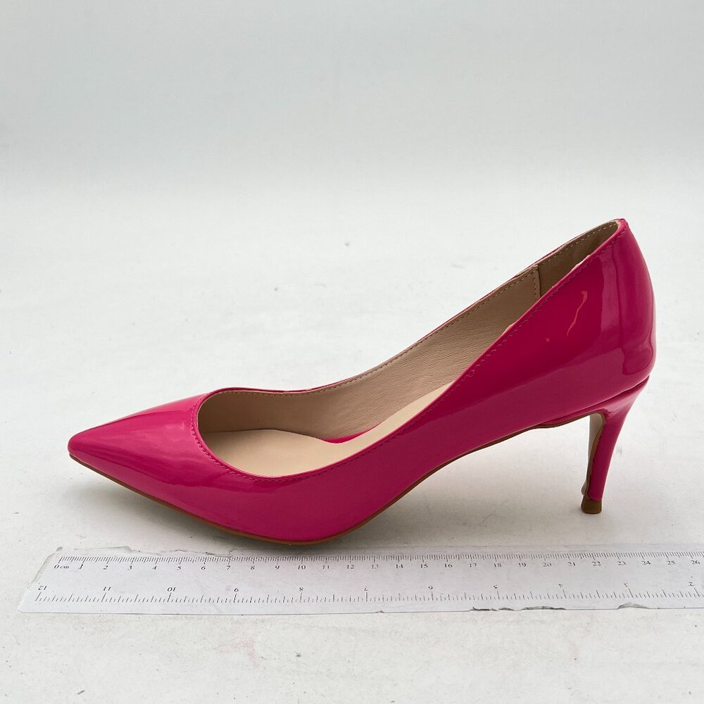 XYD Pink Pointy Toe Pumps Slip On Kitten Heel for Office Lady Daily Wearing Shoe